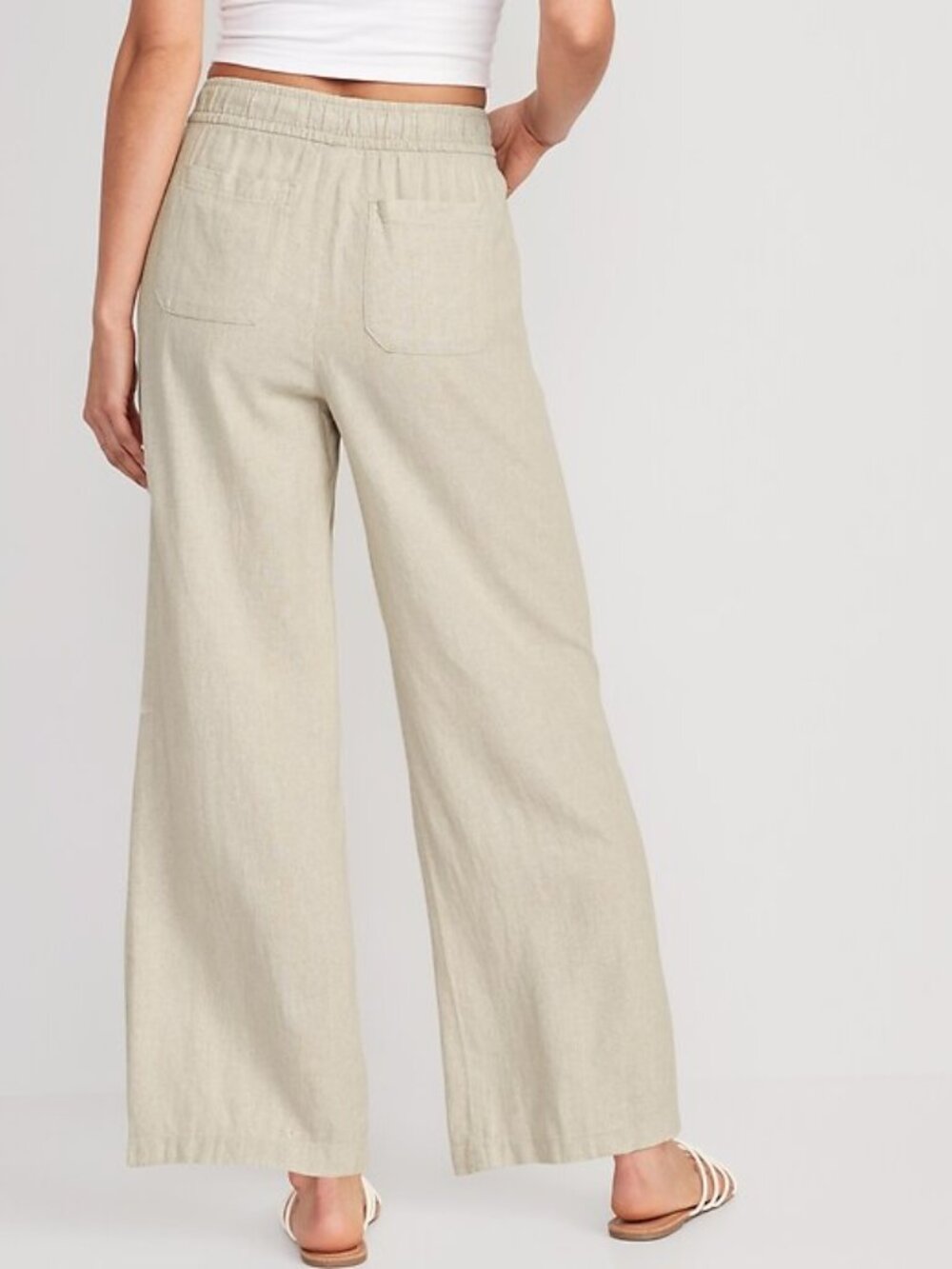 Old Navy Linen-Blend Wide-Leg Pants Womens XL High Waisted Coastal Beachy New